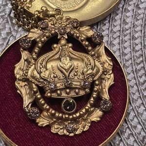 Virgins Saints & Angels Gold Crown Necklace with Jewel Accents